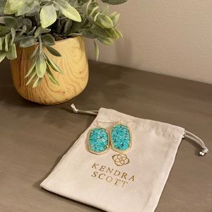 Elle Gold Earrings Bronze Veined Turquoise Mag